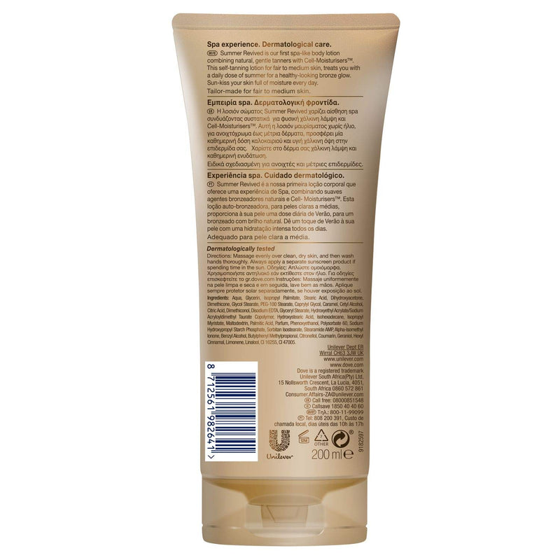 Dove DermaSpa Summer Revived Medium to Dark Self Tanning Body Lotion 200ml - NewNest Australia