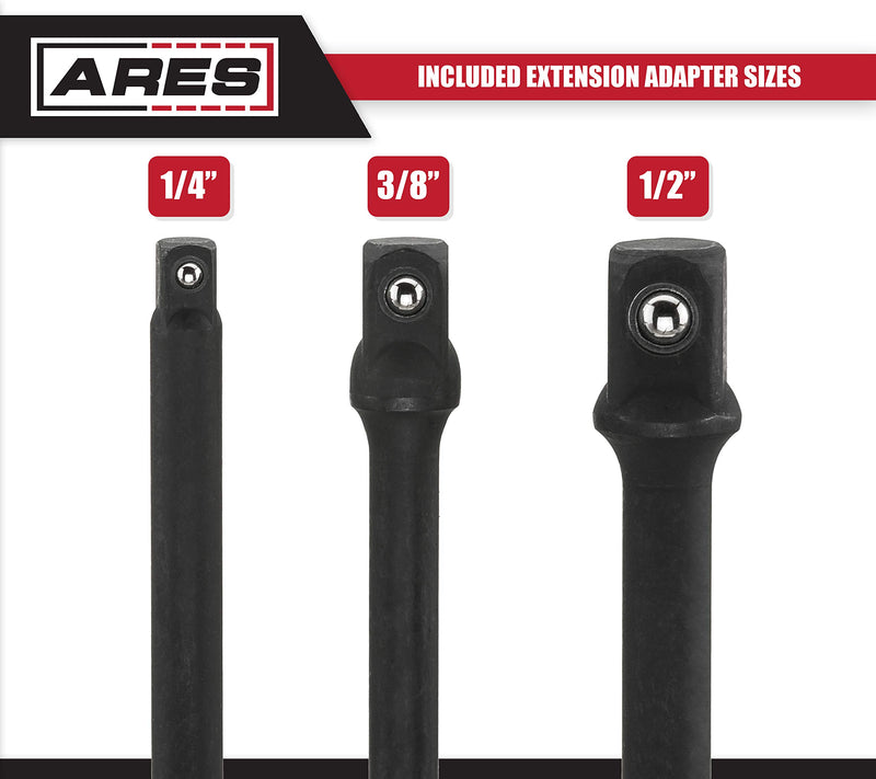 ARES 70000 - 3-Inch Impact Grade Socket Adapter Set - Turns Power Drill into High Speed Nut Driver - 1/4-Inch, 3/8-Inch, and 1/2-Inch Drive 3-Piece Multi-Drive 3-Inch - NewNest Australia