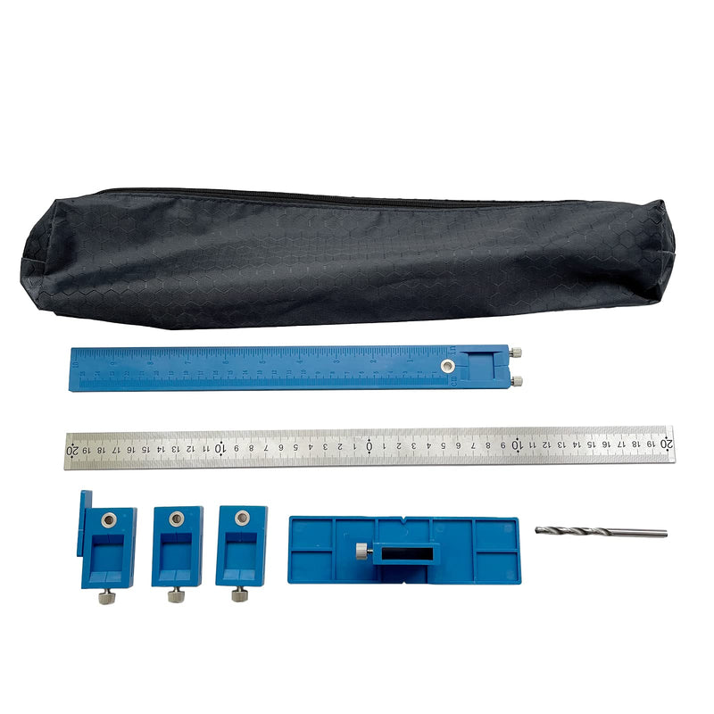 Cabinet Hardware Jig,Adjustable Punch Locator Woodworking Drill Dowelling Guide Template for Installation of Handles, Knobs on Doors and Drawer Pull,Easy Installation. Blue - NewNest Australia