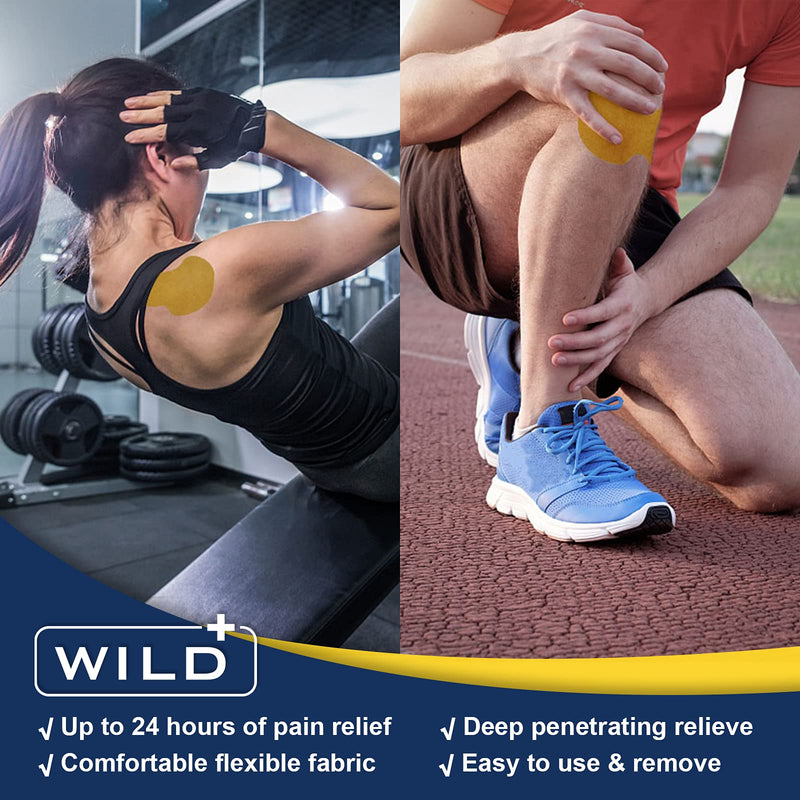WILD+ Knee Pain Relief Patch, Large 12PCS Max Strength Knee Patches Pain Relief Plaster Heat Patches, Arthritis Back Pain Relief Pads Pain Relieving for Neck/ Knee/Back/Muscle/Joint Pain - NewNest Australia