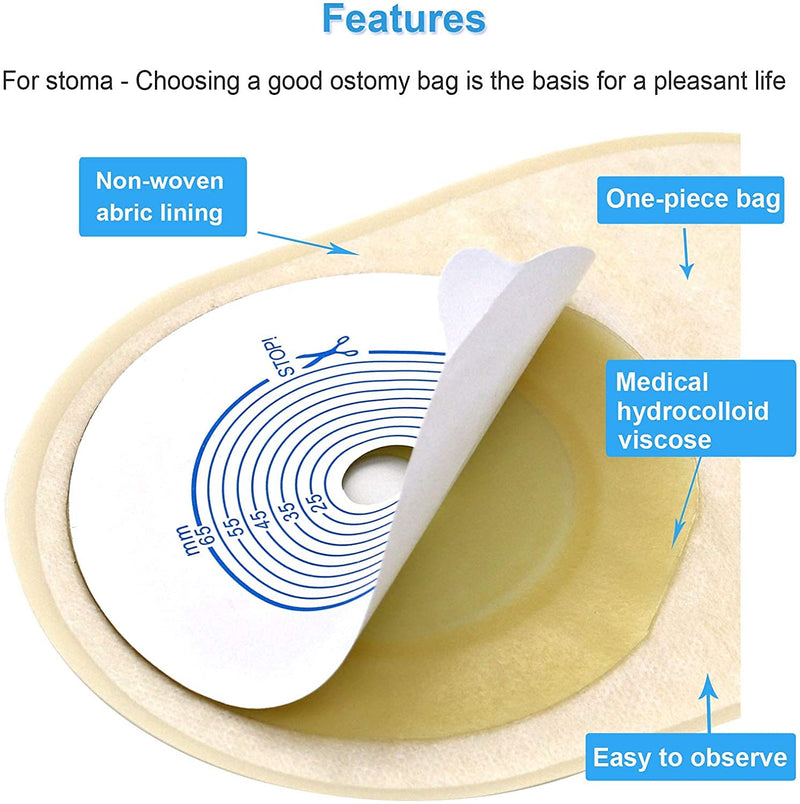 20 PCS Colostomy Bags, Ostomy Supplies, Drainable Ostomy Pouch for Ileostomy Stoma Care, Cut-to-Fit (20-65mm) 20-65mm-20PCS - NewNest Australia