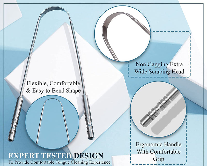 Bobozhong Tongue Scraper, 1 Piece, Stainless Steel Tongue Cleaner, Tongue Cleaner, Natural Silver, Antibacterial Tongue Brush, For Adults And Children, U-Shape Tongue Scraper - NewNest Australia