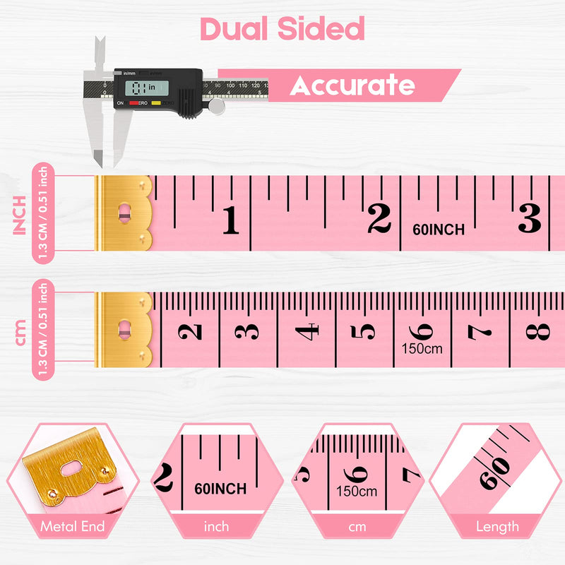 Tape Measure, iBayam Measuring Tape for Body Weight Loss Fabric Sewing Tailor Cloth Vinyl Measurement Craft Supplies, 60-Inch Soft Double Scale Ruler, 5-Pack, Pastel Pink, Blue, Green, Purple, White - NewNest Australia