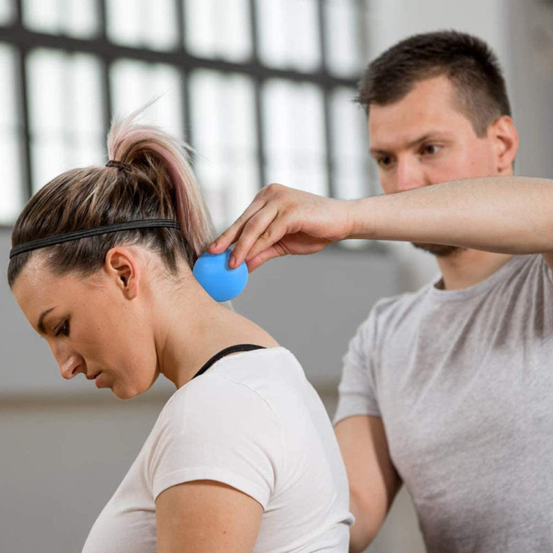 WOVTE Silicone Massage Lacrosse Ball for Sore Muscles, Shoulders, Neck, Back, Foot, Body, Deep Tissue, Trigger Point, Muscle Knots, Yoga and Myofascial Release (Blue) Blue - NewNest Australia
