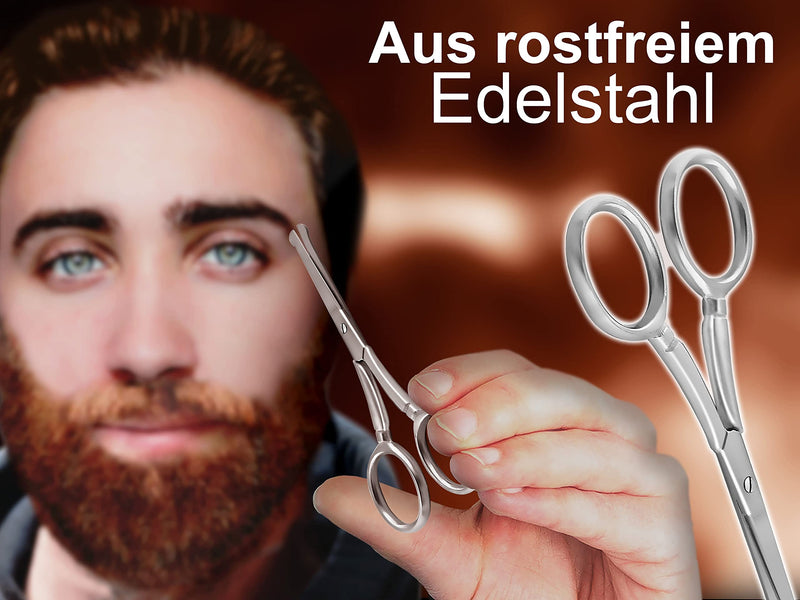 Rounded beard scissors, hair scissors, mustache scissors - 9 cm - stainless steel - straight cutting surface - NewNest Australia