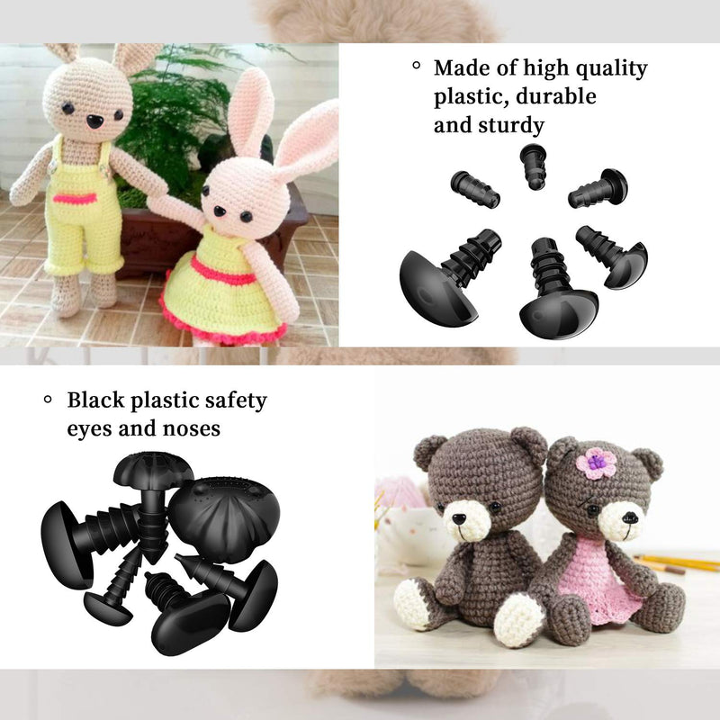 Safety Eyes and Noses, 462Pcs Black Plastic Stuffed Crochet Eyes with Washers for Crafts - NewNest Australia