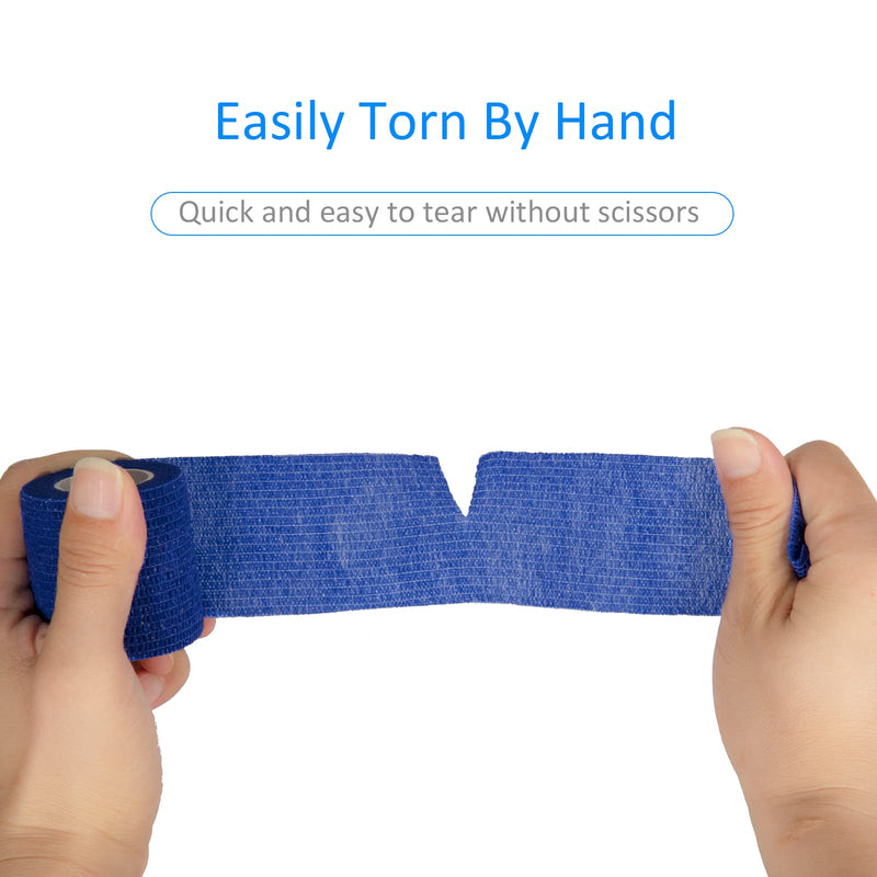Cohesive Bandage Self-Adhesive 5 Cm X 4.5 M, 6 Rolls Fixation Bandage Self-Adhesive Cohesive Bandage For First Aid Dog Veterinary Wrap Tape Sports Elastic Bandage For Wrist, Feet (Blue) - NewNest Australia