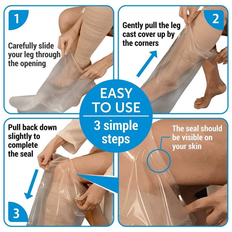 100% Waterproof Cast Cover Leg - 【Watertight Seal】 - Reusable 2 pk Cast Protector for Shower Leg Adult Knee, Ankle, Foot - Half Leg Covers - NewNest Australia