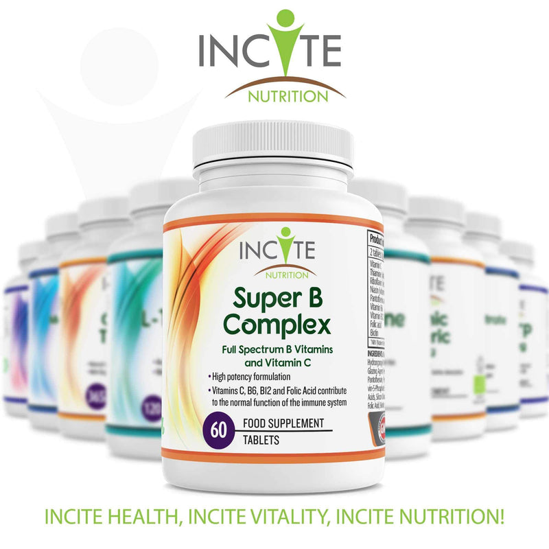 Vitamin B Complex High Strength | Super B Complex with B1, B2, B3, B5, B6, B12, Folic Acid, Vitamin C and Biotin | Suitable for Vegetarians and Vegans Plus GMO Free 60 Premium Easy Swallow Tablets - NewNest Australia