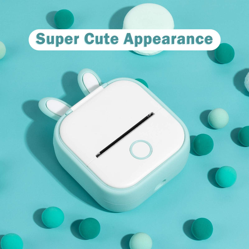 Memoking T02 Protective Case-Bunny Ears Shape Soft Silicone BPA-Free Cute Design Printer Cover, Compatible with T02 Mini Bluetooth Wireless Portable Mobile Pocket Printer, Green - NewNest Australia