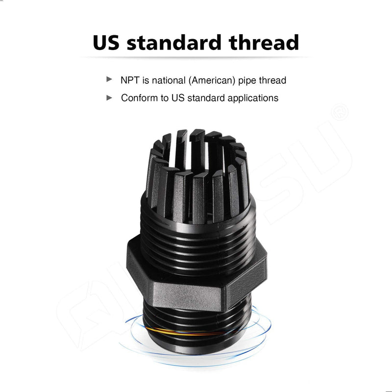 QILIPSU 1/2 NPT Nylon Cable Gland, Waterproof IP68 Adjustable Locknut for 6-12mm Cable Diameter (1/2 NPT, 12pcs) 1/2 NPT 12pcs - NewNest Australia