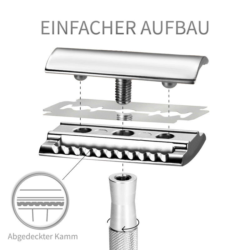 Bambaw Safety Razor Men | Safety razor metal | Zero Waste Safety Razor | Metal razor | Planer razor men | Eco razor metal | Safety razor stainless | Safety Razor | Silver - NewNest Australia