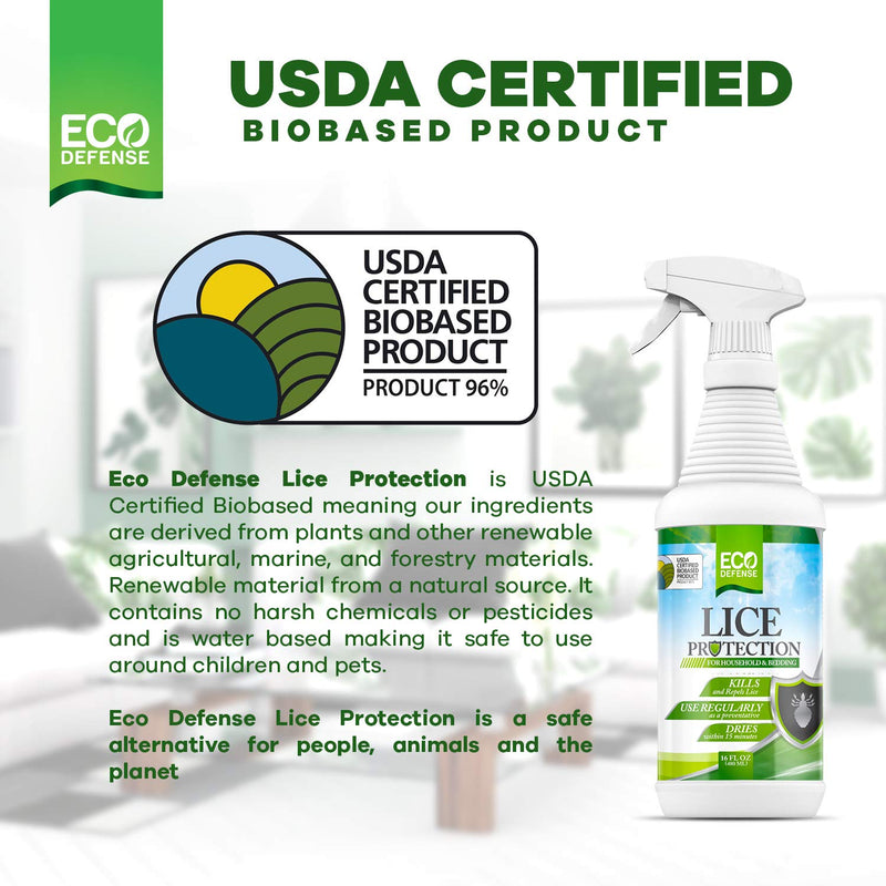 Eco Defense USDA Biobased Lice Spray for Furniture, Bedding, and Home - Natural Extra Strength Treatment Kills Head Lice, Eggs and Super Lice - Family Friendly Lice Killer - Keeps Home Free of Lice - NewNest Australia