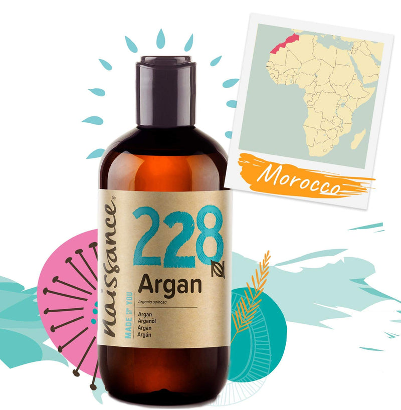 Naissance Argan Oil (no. 228) 250ml - Pure & Natural, Anti-Ageing, Antioxidant, Vegan, Hexane Free, No GMO - Natural Moisturiser & Conditioner for Face, Hair, Skin, Beard & Cuticles - NewNest Australia