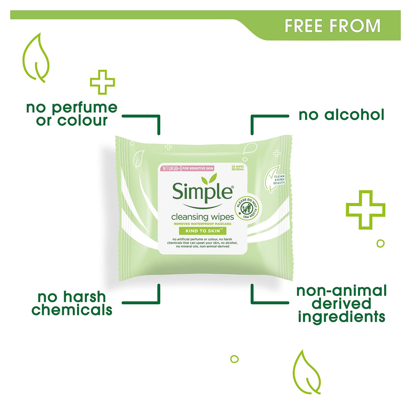 Simple Kind to Skin Cleansing UK's #1 facial skin care brand* Facial Wipes for sensitive skin 25 pc pack of 6 - NewNest Australia