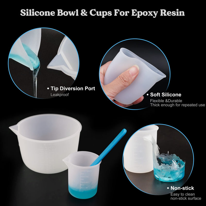 LET'S RESIN Large Silicone Measuring Cups, 600ml/20oz Resin Mixing Cups, 2Pcs 100ml Measuring Cups, Silicone Stir Sticks, Resin Mixing Kit for Epoxy Resin Mixing, Silicone Rubber, Jewelry Making - NewNest Australia