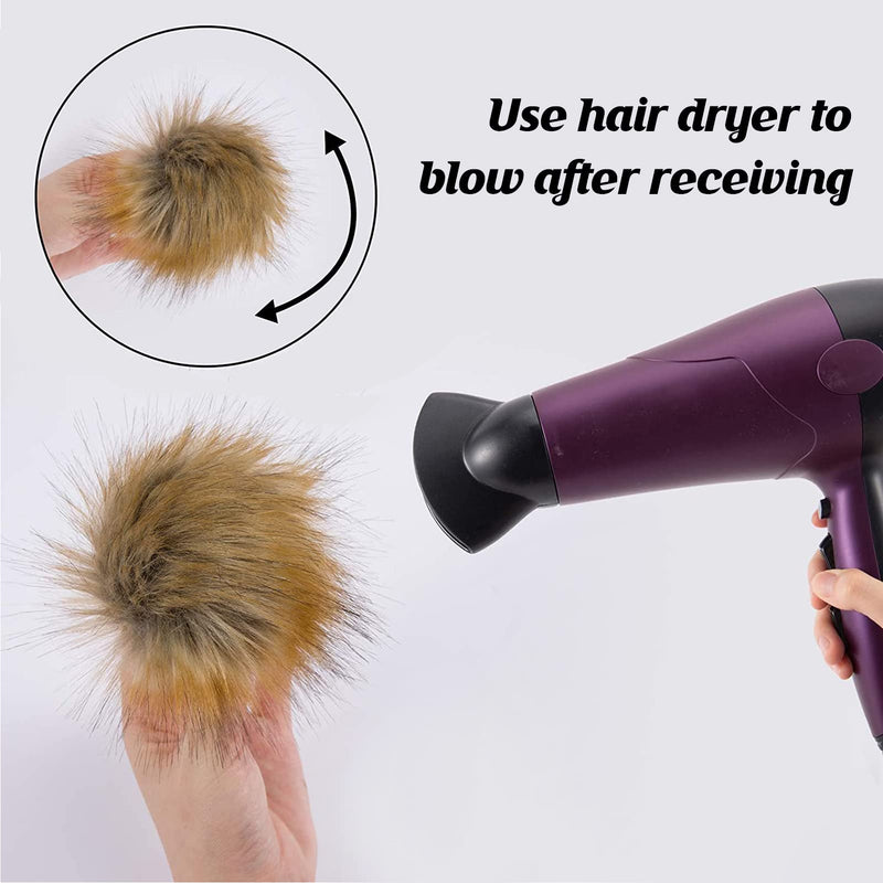 24Pcs Natural Faux Fur Fluffy Pompom Balls- DIY Faux Fox Fur Pom Poms with Elastic Loop Detachable Knitting Accessories for Knitting Hats Beanies Shoes Scarves Gloves Bags Keychains Charms - NewNest Australia