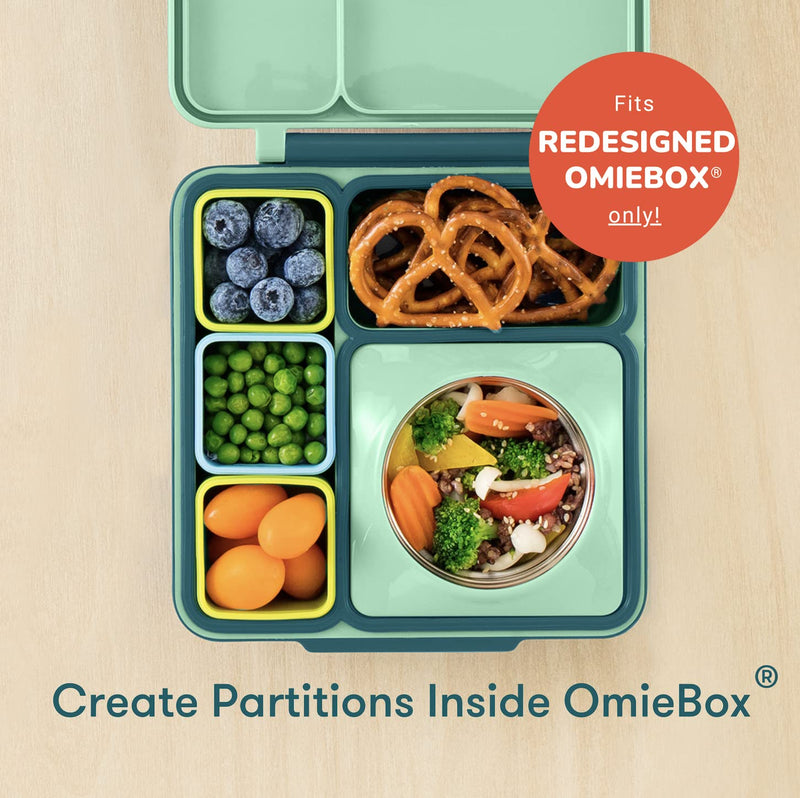 OmieBox (2 pack) Leakproof Dips Containers To Go, Salad Dressing Container, Condiment Container with Lids - Food Safe Silicone - 4 ounces (Blue/Lime) Blue/Lime - NewNest Australia
