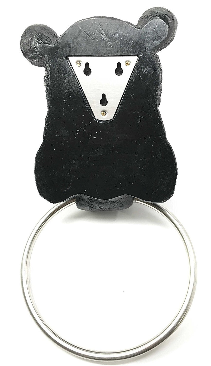 Darling Black Bear Hand Towel Ring Holder Figurine Powder Room Bathroom Wall Decor for Rustic Cabin Hunting Lodge Sculpture - NewNest Australia