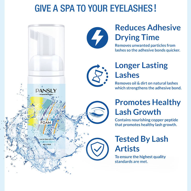 Lash Shampoo for Eyelash, Lash Cleanser Eyelash Extension Eyelash Cleanser 50ml Lash Extensions Shampoo Eyelid Foaming Cleanser + Brush & Mascara Wand Extension Cleanser Remover, Salon and Home Use - NewNest Australia