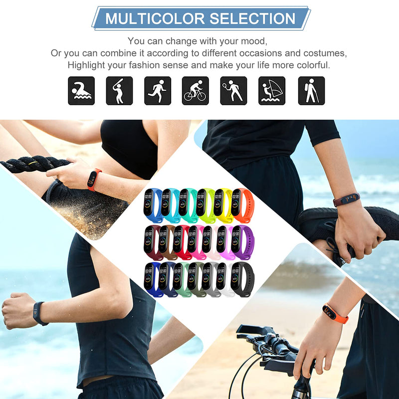 20 Pieces Strap Replacement Compatible with Xiaomi Mi Band 4 / Xiaomi Mi Band 3, Bands for Xiaomi Mi Band 4 Bracelet Wristbands Accessories Silicone for Mi Fit 3 Straps (20 Colors) - NewNest Australia