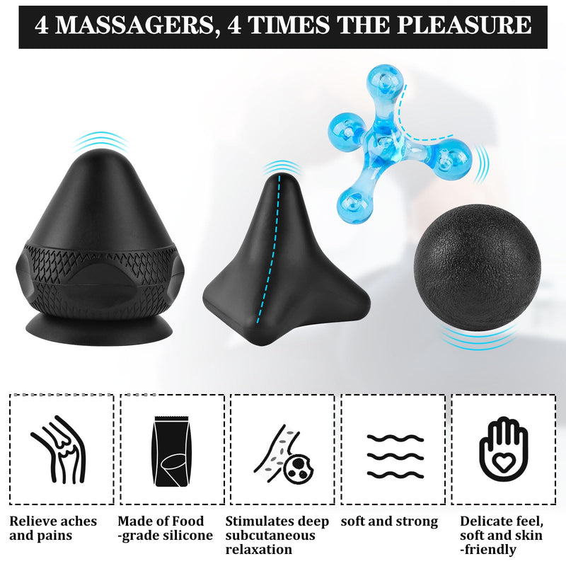 Wugu Trigger Point Pusher Set, Trigger Point Massager With Suction Cup Bag, 4 Different Triggers For Muscle Pain And Tension Of The Shoulder, Neck, Arms, Back And Legs - NewNest Australia