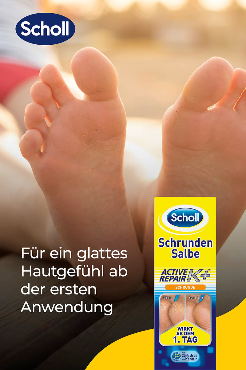 Scholl Cracked Ointment Active Repair K+, 25 ml - with 25% urea and with keratin - regenerates skin damage - against dry and cracked heels - works from the 1st day 25 ml (pack of 1) - NewNest Australia