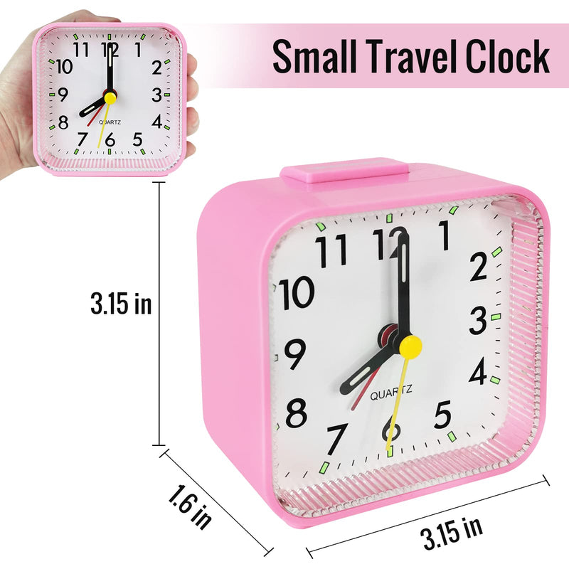 Lamisola Small Battery Operated Analog Alarm Clock, Travel Clock,Slient Bedside Clocks for Bedrooms Bathroom Shelf Desk,Pink Pink - NewNest Australia