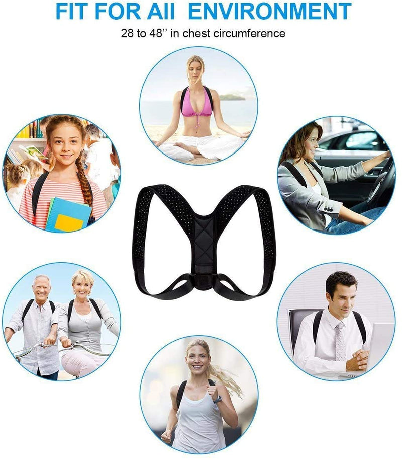 Posture Corrector for Men and Women, upper Back Brace, Clavicle Spine support, Adjustable Back Straightener and Providing Pain Relief from Neck, Back & Shoulder Fits Size M-L (20-48 In) - NewNest Australia