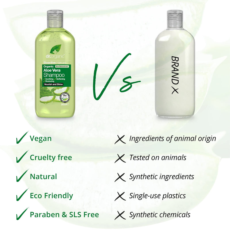 Dr Organic, Organic Aloe Vera Shampoo, Natural , Vegan , Cruelty Free , Paraben & SLS Free , Eco Friendly Recyclable Packaging, For Women & Men, Palm Oil Free, 265ml (Pack of 1) - NewNest Australia