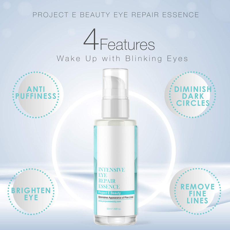 Project E Beauty Intensive Eye Repair Essence | Natural Organic Skin Care Facial Anti Aging Puffiness Dark Circles Wrinkles Fine Lines Removal Treatment 50ml 1.7oz - NewNest Australia