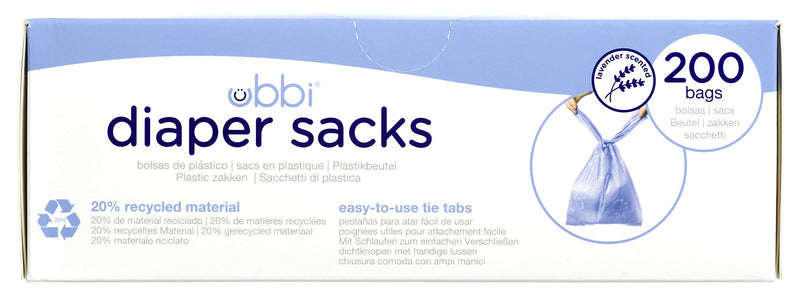 Ubbi Disposable Diaper Sacks, Lavender Scented, Easy-To-Tie Tabs, Made with Recycled Material, Diaper Disposal or Pet Waste Bags, 200 count 200 Count Diaper Sacks - NewNest Australia