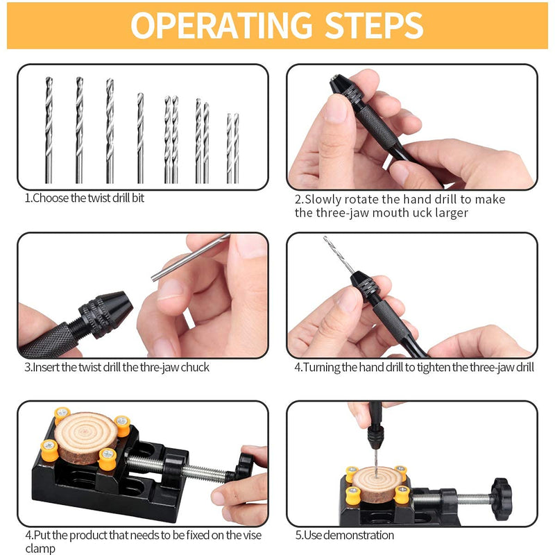 62 Pieces Pin Vises Hand Drill Bits Micro mini Twist Drill Bits Set Pin Vice Rotary Tools with Carving Clamp for Craft Carving, DIY, Woodworking, Plastic, Jewelry, Resin or Model Making (0.3-3.0mm) - NewNest Australia