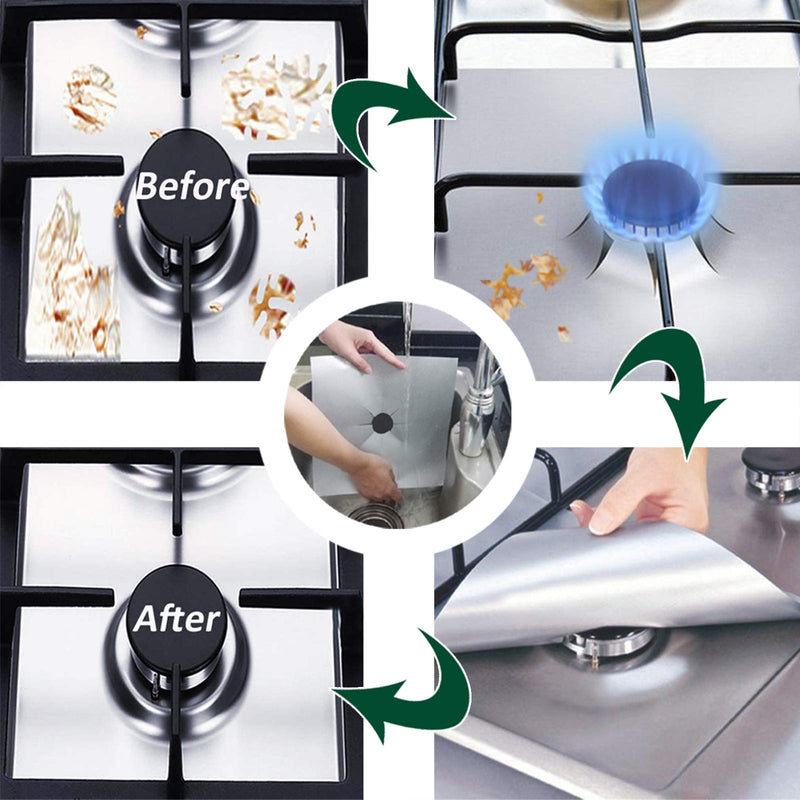 Forsisco Stove Burner Covers Upgraded Double Thickness Stove Covers for Gas Burners Silver Nonstick Gas Stove Burner Liners Reusable Kitchen Guardian Gas Stove Top Protector (8pcs) - NewNest Australia
