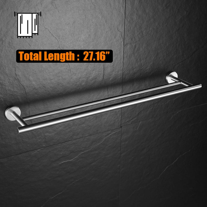 JQK Double Towel Bar, 24 Inch Stainless Steel Bath Towel Rack for Bathroom, Towel Holder Brushed Wall Mount, Total Length 27.16 Inch, TB100L24-BN 27 Inch - NewNest Australia