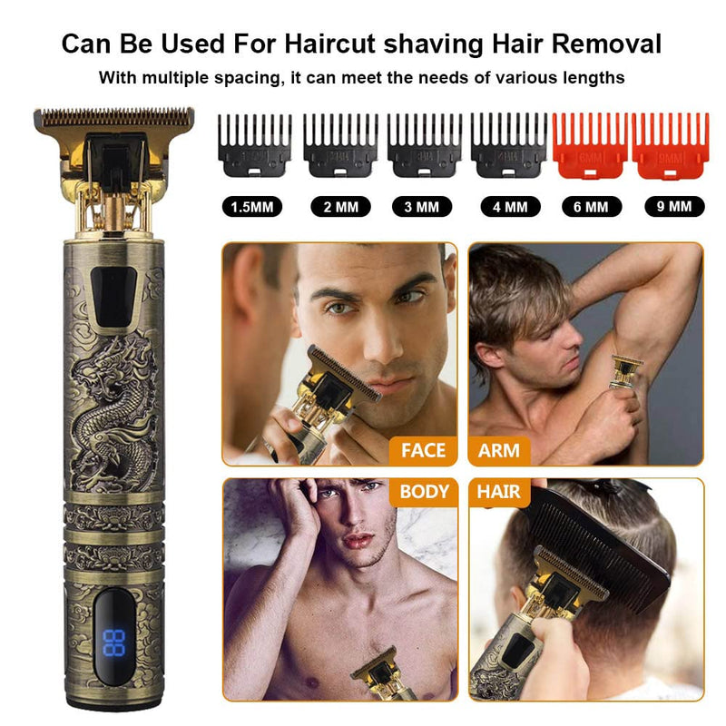 Professional Hair Trimmer, With 6 Combs Beard Trimmer, Electric Trimming Razor For Men, Beard Trimmer With Led Display & Rechargeable Usb, Contour Trimmer For Men/Barbers/Family Gold - NewNest Australia