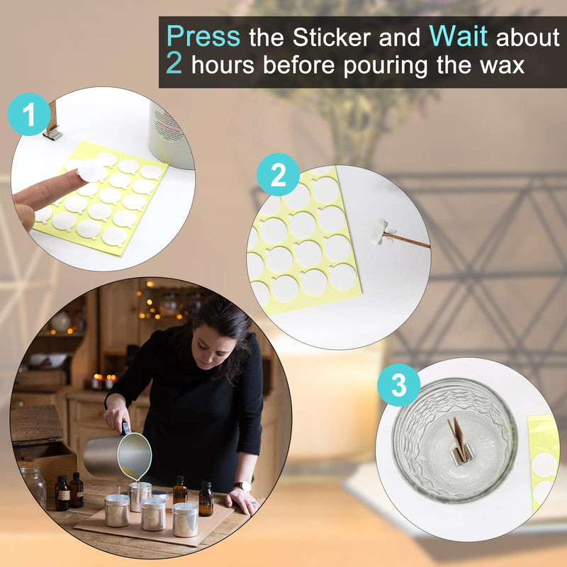 720PCS Candle Wick Stickers, Heat Resistance Double-Sided Stickers with The Little ‘‘Tail’’, Adhere Steady in Hot Wax Stickers for Candle Making - NewNest Australia