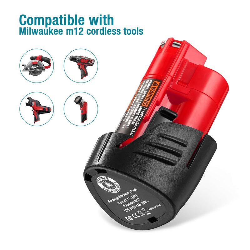 ORHFS 3000mAh 12Volts Replacement Batteries Compatible with Milwaukee M12 XC 48-11-2411 48-11-2420 48-11-2401 48-11-2402 Cordless Tools Batteries - NewNest Australia