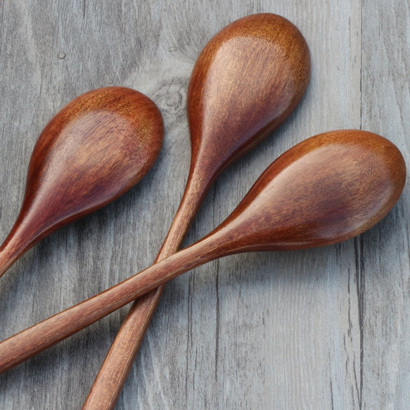 NewNest Australia - Wooden Spoons, 6 Pieces 9 Inch Wood Soup Spoons for Eating Mixing Stirring, Long Handle Spoon with Japanese Style Kitchen Utensil, ADLORYEA Eco Friendly Table Spoon 