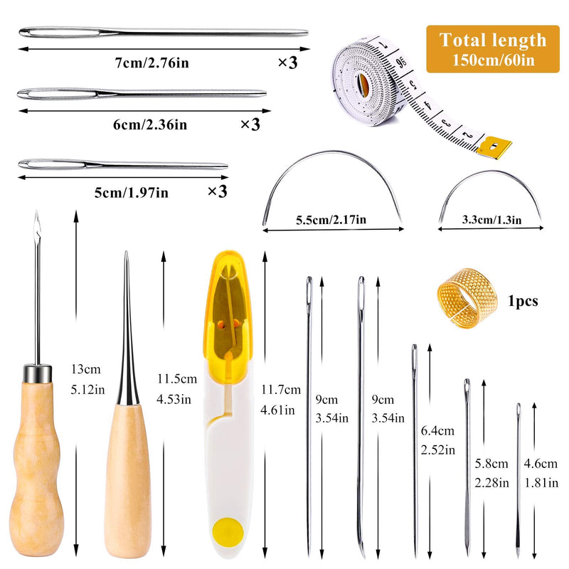 30 Pieces Leather Sewing Kit, Leather Sewing Upholstery Repair Kit with 8 Colors Sewing Thread, Leather Sewing Needles, Awl, Scissors, Thimble, and Tape Measure for Leather Sewing Repair Bookbinding - NewNest Australia