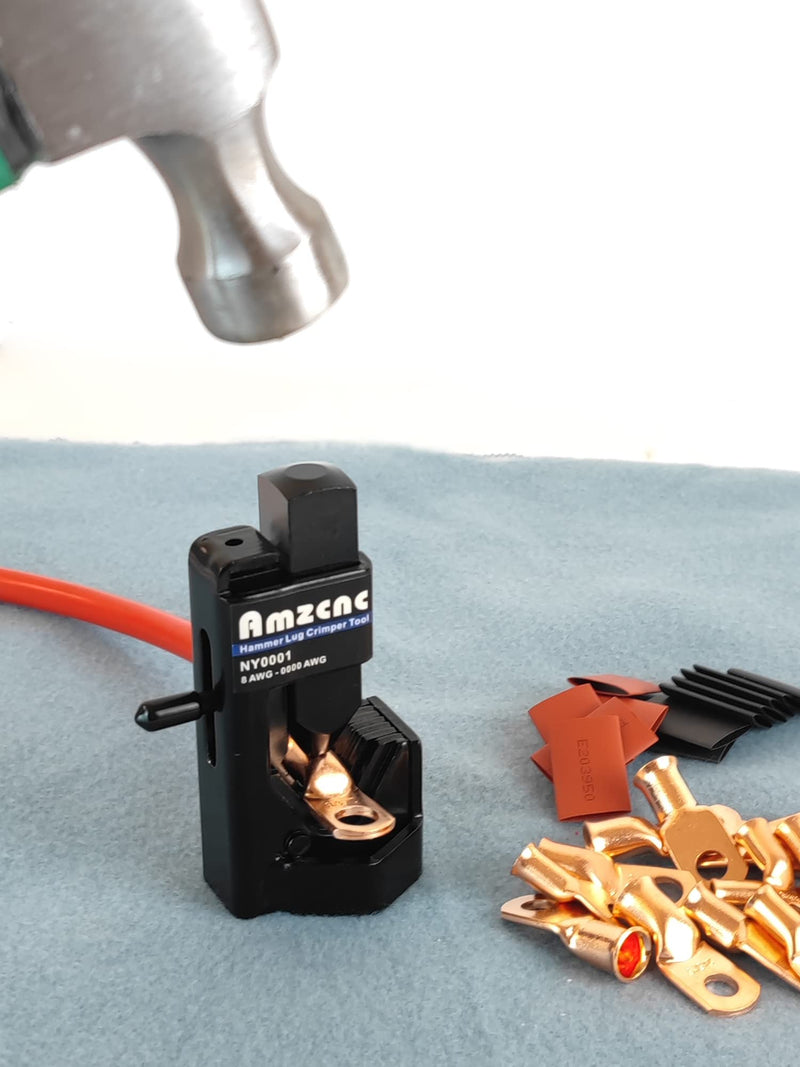 AMZCNC Hammer Lug Crimper Tool with holes for bench mounting (Crimps Battery and Welding cables 8 AWG TO 4/0 Wire Gauge) Hammer Crimper Tool - NewNest Australia