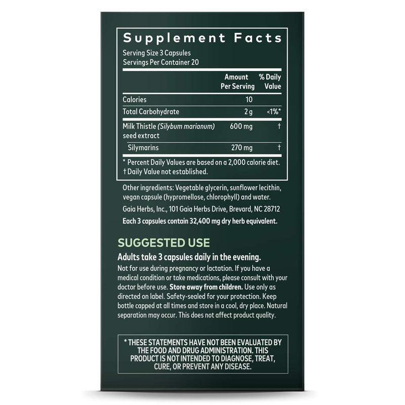 Gaia Herbs Milk Thistle Seed Liquid Phyto-Capsules, 60 Count 60 Count (Pack of 1) Standard Packaging - NewNest Australia