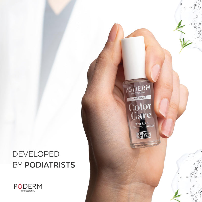 PODERM - Protective BASE COAT - Enriched with TEA TREE - Ensures long-lasting colour - Prevention & Treatment for Yellow/Damaged Nails - Natural & Vegan Ingredients - Swiss Lab - NewNest Australia
