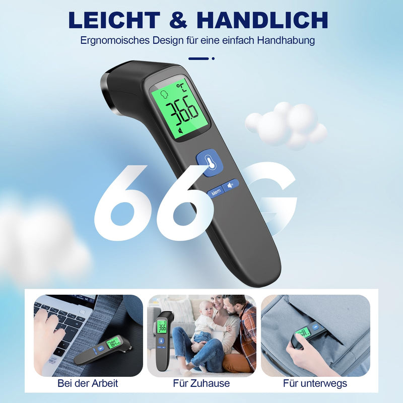 Fever Thermometer, Contactless Forehead Thermometer, Digital Infrared Thermometer For Babies And Adults With Instant Measurement Accuracy And Fever Alarm, Black - NewNest Australia