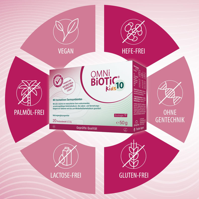 OMNi BiOTiC 10 Kids | 20 servings (50g) | 10 bacterial strains | 10 billion germs per daily dose | powder | With inulin | Vegan | Gluten free | Lactose free | For daily use - NewNest Australia