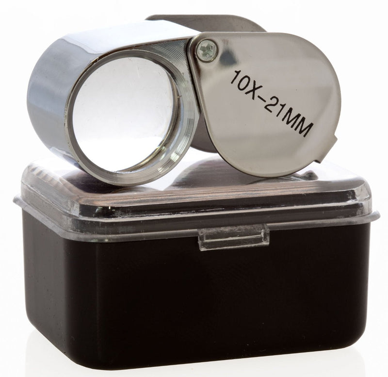 Aiernuo Loupes 10x Glass Jeweler Loupe Loop Eye Magnifier Magnifying Magnifier Metal Body Silver (10x21mm) - NewNest Australia