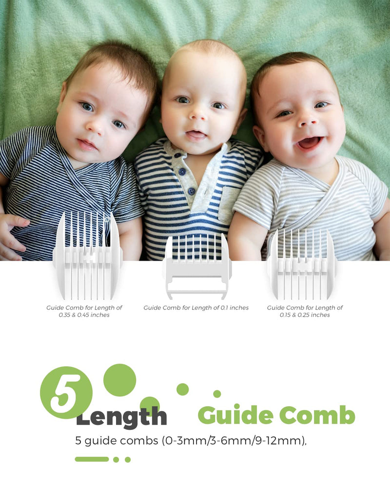 Baistom Baby Hair Clipper, Quiet Hair Trimmer for Kids and Children, Waterproof Rechargeable Cordless Haircut Kit for Toddler, Green - NewNest Australia