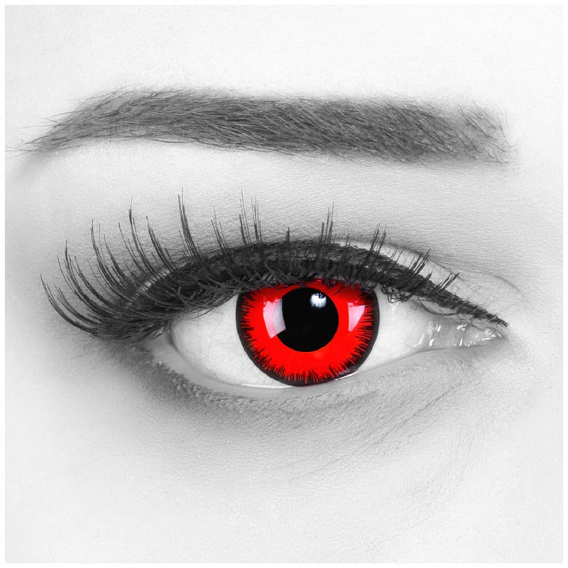 Colored Contact Lenses, Annual Lenses, Meralens, 1 Pair Of Red Black Crazy Fun Red Lunatic, Top Quality For Carnival, Carnival, Halloween With Contact Lens Container Without Power - NewNest Australia