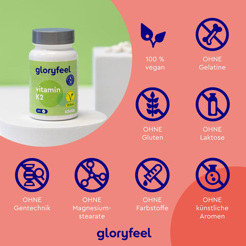 Vitamin K2 MK-7 200µg - 200 vegan tablets - Premium K2VITAL® K2-MK7 Menaquinone 99.7+% All-Trans - Laboratory tested and made in Germany without additives - NewNest Australia