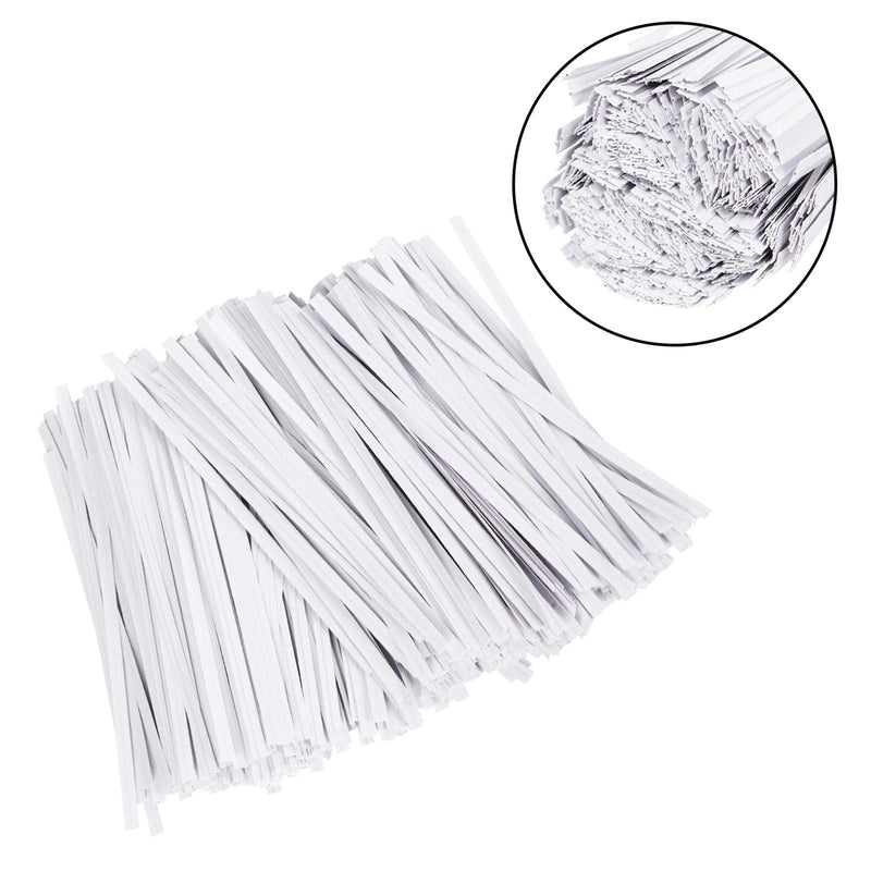 Unves 1000 Pcs White Paper Twist Ties Reusable Bread Ties for Bags Candy Coffee Cello Cake Pops (4 Inches) white-1000 Pcs - NewNest Australia